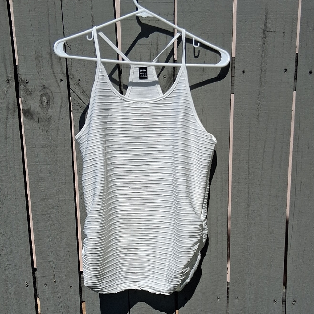 SHEIN White Ribbed Tank Top